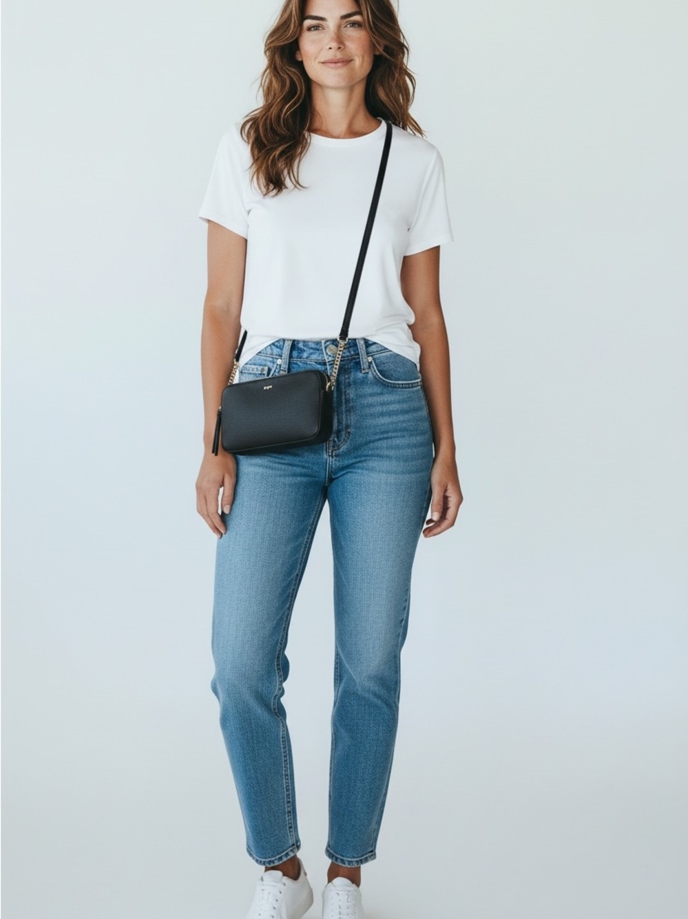 DKNY Black Pebbled Leather Crossbody Bag